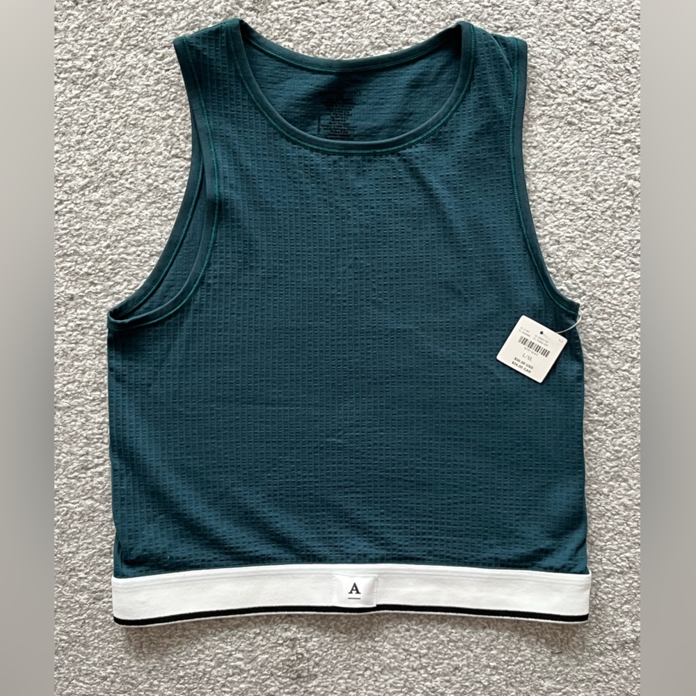 Anthropologie Teal and White Crop Top